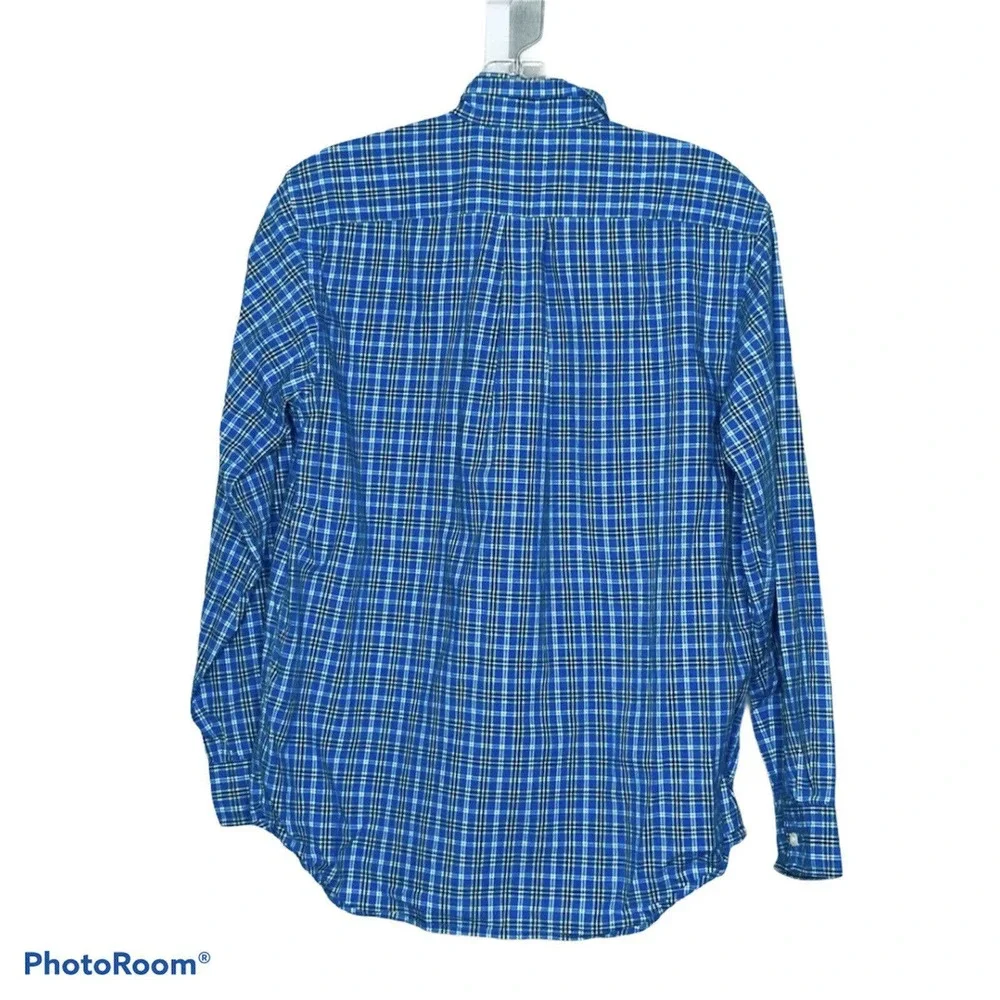 Ralph‎ Lauren Boy's Oxford Shirt Blue Plaid Collared Long Sleeve Size Large